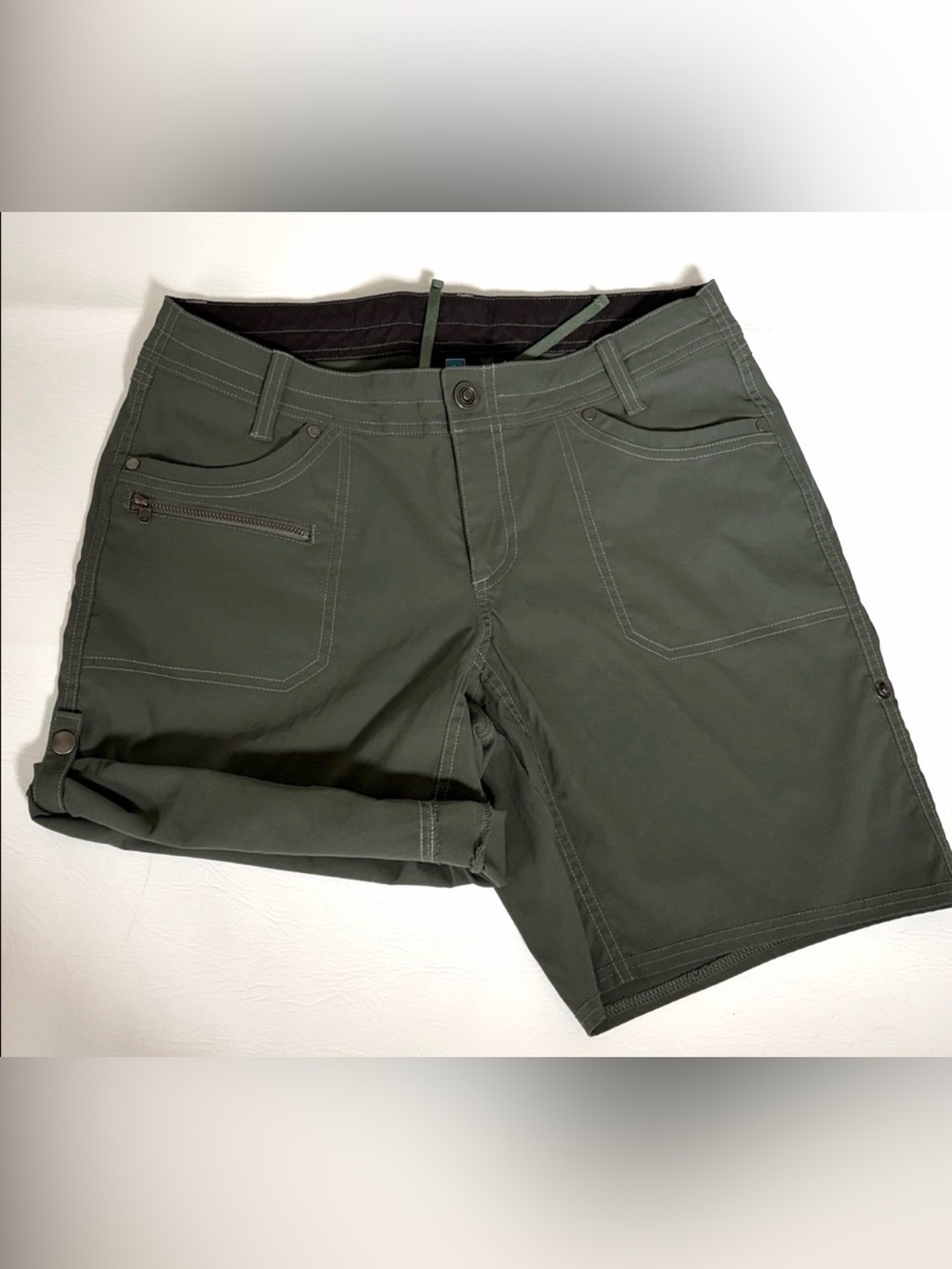 KÜHL Women’s Shorts Kliffside Air Roll Up Khaki Green Shorts New size 10 - Picture 4 of 14
